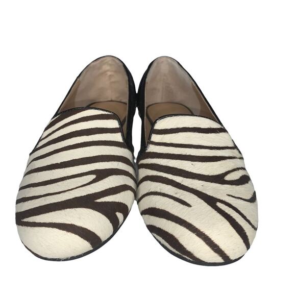 IMAN calf hair zebra print size 6.5M flats brown and beige glittery side… - Picture 2 of 14